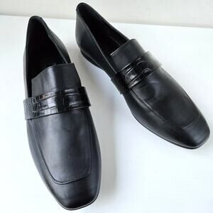 Freda Salvador NEW Croc Embossed Black Patent Leather Loafers Flats Women Size 6